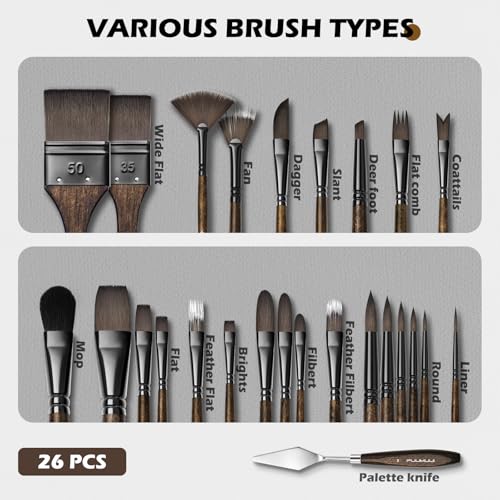 26pcs Professional Paint Brush Set (26 Count)