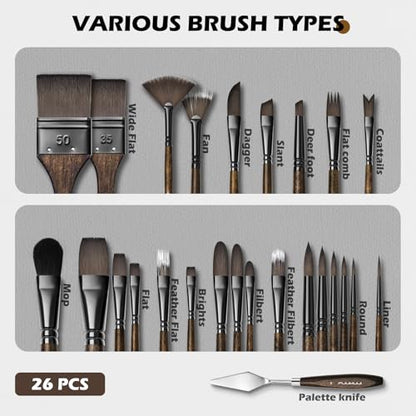 26pcs Professional Paint Brush Set (26 Count)