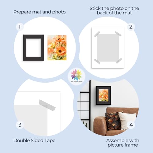 Mat Board Center 50 Pack 11x14 Picture Mat for 8x10 Photo Black
