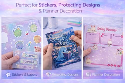 36 Sheets Clear Holographic Sticker Paper Waterproof Self (36 Count)