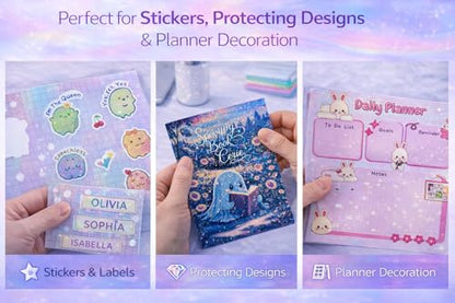 36 Sheets Clear Holographic Sticker Paper Waterproof Self (36 Count)