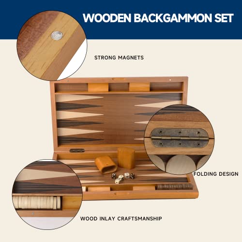 GSE Premium Wooden Inlay Backgammon Board Set