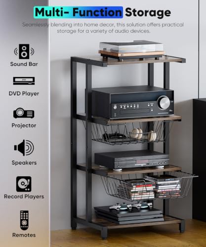 Media Stand with Two Detachable Baskets (4 Count)