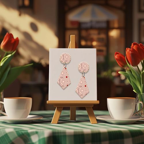 4 Pcs Rhombus Pattern Polymer Clay Texture Sheets Abstract Art Silicone Texture Stamp Rhombus Flowers Modeling Pattern Pad Sheets for Jewelry and Earrings Tools