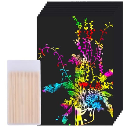 60 Pcs Scratch Art Rainbow Sets Magic Crafts Supplies Kits