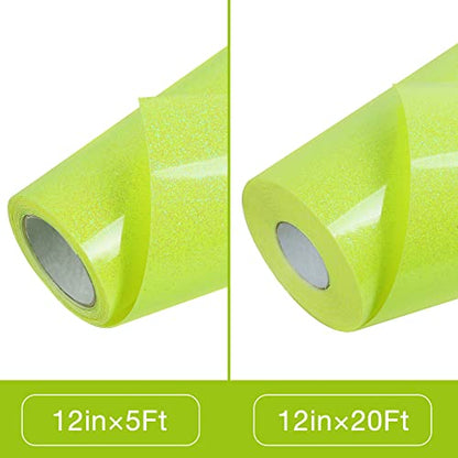 Yellow Glitter HTV Heat Transfer Vinyl 2 Rolls Iron on Vinyl for T Shirts Crafts 12 inch x 5 ft