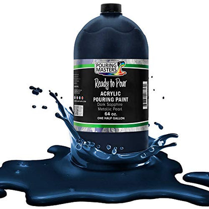 Pouring Masters Dark Sapphire Blue Metallic Pearl Ready to Pour Acrylic Pouring Paint (64 Fl Oz)