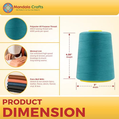 40S 2 Turquoise Polyester 4 Pack of Serger Threads Cones (72000 Foot)