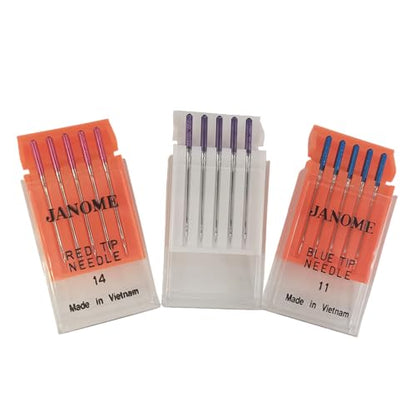 Sewing Machine Blue Tip Needle Size 11 Purple Tip Needles Designed for Janome Stretch Size14 (15 Count)