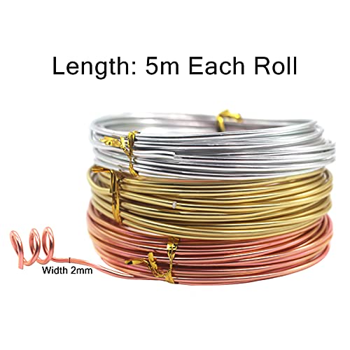 3 Rolls Craft Wire Jewelry Beading Wire Flexible Aluminum Wire Tarnish Resistant for DIY Jewelry Craft Making (49.2 Foot)