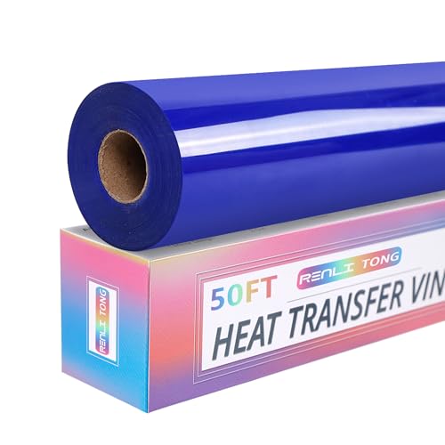 RENLITONG Royal Blue Iron on Vinyl 12Inch by 50ft Roll Heat Transfer Vinyl for T