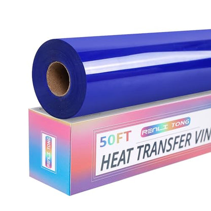 RENLITONG Royal Blue Iron on Vinyl 12Inch by 50ft Roll Heat Transfer Vinyl for T