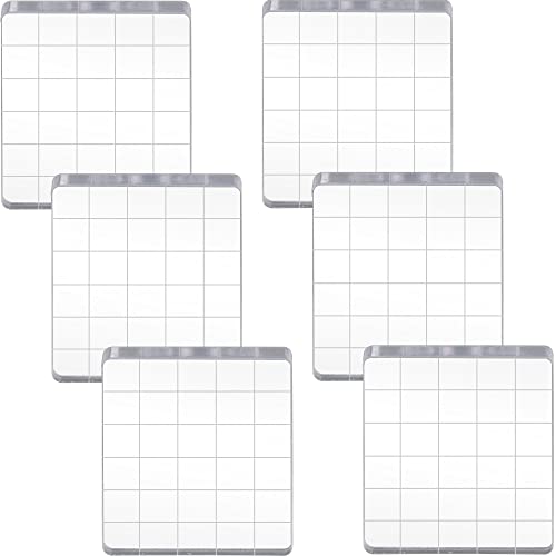 6 Pieces Stamp Block Clear Acrylic Stamping Blocks Tools Set with Grid Lines for DIY Crafts Scrapbooking Card Making Ornaments Stamping Projects (6 Count)