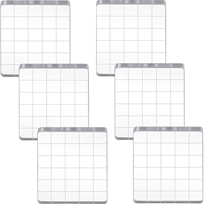 6 Pieces Stamp Block Clear Acrylic Stamping Blocks Tools Set with Grid Lines for DIY Crafts Scrapbooking Card Making Ornaments Stamping Projects (6 Count)