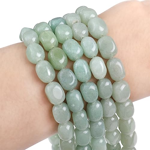 Natural Light Green Aventurine Cuboid Stone Loose Semi Gemstone Beads for Jewelry Making 8mmx12mm 38cm (33 Count)