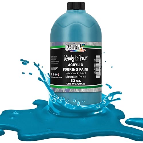 Pouring Masters Peacock Teal Metallic Pearl Ready to Pour Acrylic Pouring Paint (32 Fl Oz)
