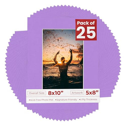 Pack of 25 Acid Free 8x10 Mats Bevel Cut for 5x8 Photos (25 Count)