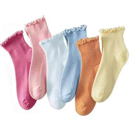 6 Pairs of Ruffle Socks Women (12 count)