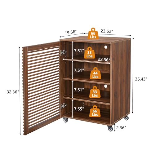 5 Tier AV Media Cabinet with Grille Door & Adjustable Shelves