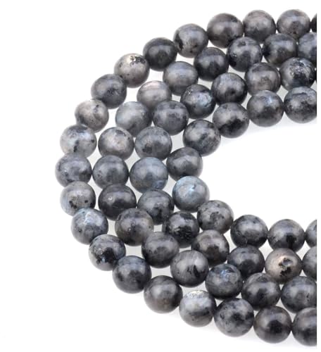 60pcs Adabele Natural Larvikite Black Labradorite Gemstone 6mm Round Beads (58 Count)