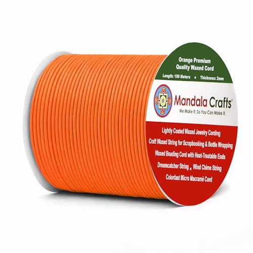 2mm Orange Waxed Cord