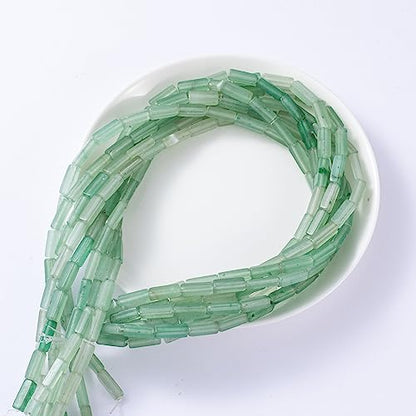 Natural Green Aventurine Rectangle Tube Beads 4x13mm 38cm (28 Count)