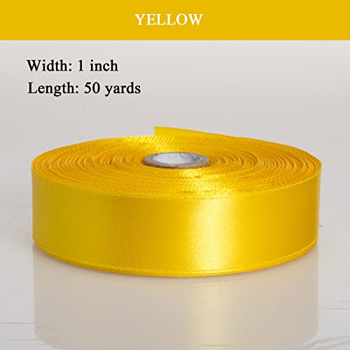1 Inch Yellow Solid Satin Ribbon for Gift Wrapping
