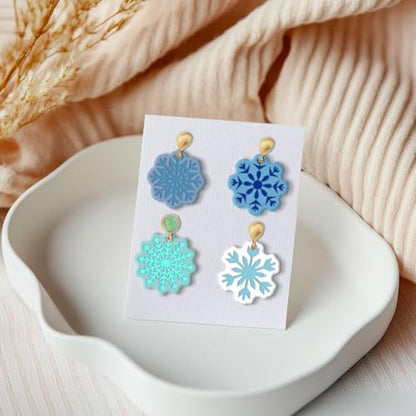 Polymer Clay Texture Sheets Winter Snowflakes Silicone Texture Stamp Christmas Clay Texture Mat Modeling Pattern Pad Texture Sheets for Polymer Clay Making Earrings Jewelry 5.5x5.5inch