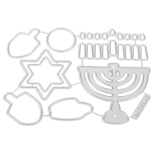 Hanukkah Cutting Die 3.74X2.95In Metal Craft Stencil for DIY Holiday Cards Scrapbooking and Hanukkah Party Decorations