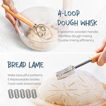 Sourdough Starter Kit with 2 Round Banneton Bread Proofing Baskets (2 Count)