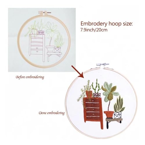 Needle Point Kits Adults Full Range of Starter Including Instructions Stamped Cloth with Pattern Hoop Color Threads and Tools Art Projects