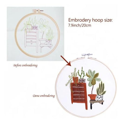 Embroidery Kits for Adults Full Range of Starter Including Instructions Stamped Cloth with Pattern Hoop Color Threads and Tools Punch Needle Kit
