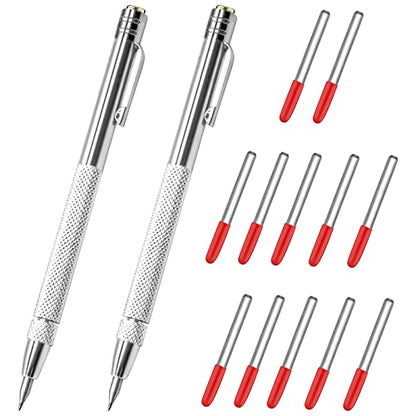 2Pcs Tungsten Carbide Tip Scriber With 12 Replacement Marking Tip (2 Count)