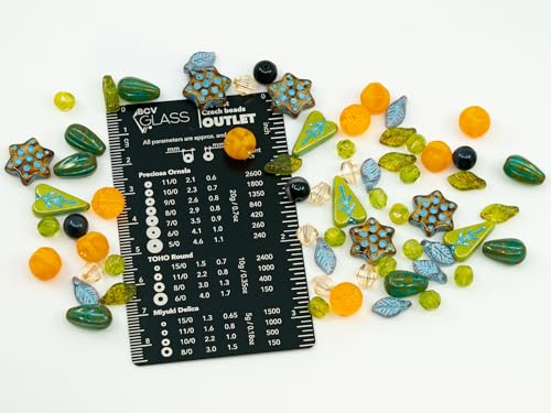 1.4oz (40g) Limited Mix of Czech Glass Beads, Hand Made Set Kit, Heart Leaf Beads and Striped Orange