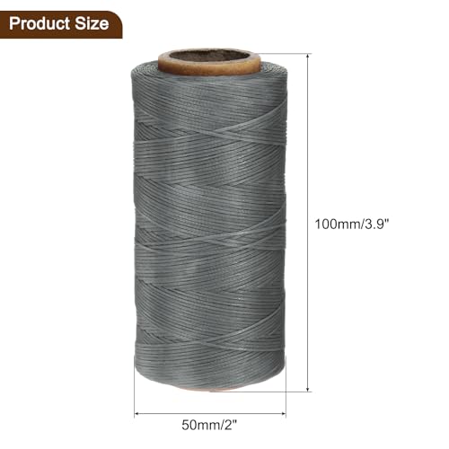 150D 0.8mm Flat Waxed Thread 284 Yards Polyester Leather Sewing Waxed String Hand Stitching Cord for Leather Stitching Sewing Bookbinding DIY Craft Silver Gray
