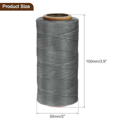 150D 0.8mm Flat Waxed Thread 284 Yards Polyester Leather Sewing Waxed String Hand Stitching Cord for Leather Stitching Sewing Bookbinding DIY Craft Silver Gray
