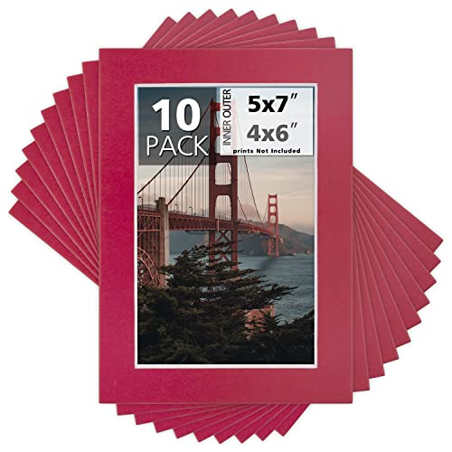 Mat Board Center 10 Pack 5x7 Photo Mats for 4x6 Picture