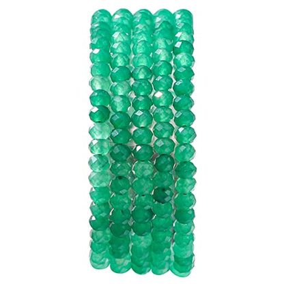 Natural Green Aventurine Beads 4x2mm 120pcs Faceted Rondelle Loose Semi Gemstone Beads for Jewelry Making Design (120 Count)