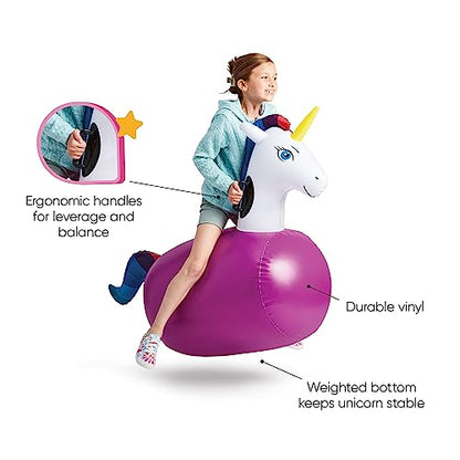 Hop N Go Inflatable Unicorn Riding Bouncy Hopping Toys for Kids Ages 5+