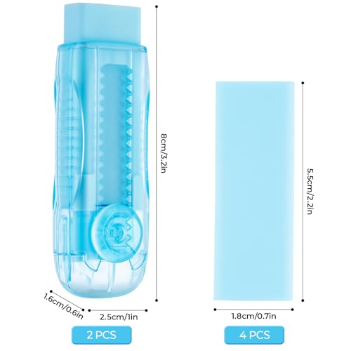 6 Pack Sliding Retractable Rubber Erasers (6 Count)