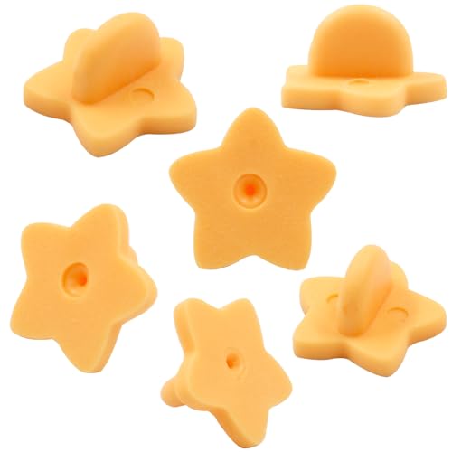100 Pack Orange Star Shape Rubber Pin Backs (100 Count)