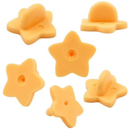 100 Pack Orange Star Shape Rubber Pin Backs (100 Count)