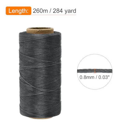 Waxed Thread 284 Yard 0.8mm 150D Flat Wax Thread Polyester Waxed String for Leather Sewing Hand Weaving Book Binding Home Decoration
