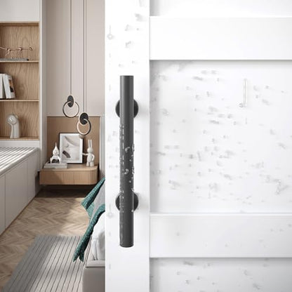 38x80 inch White Barn Door with 6.6 FT Sliding Door Hardware Kit Included & Handle