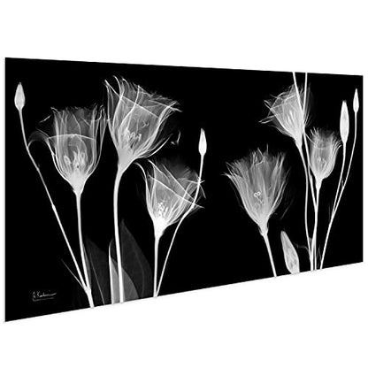 Frameless Free Floating Tempered Glass Panel Graphic Flower Wall Art Ready to Hang