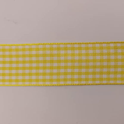 Yellow and White Gingham Ribbon Christmas Ribbon 25 Yards Each Roll 100% Polyester (75 Foot)