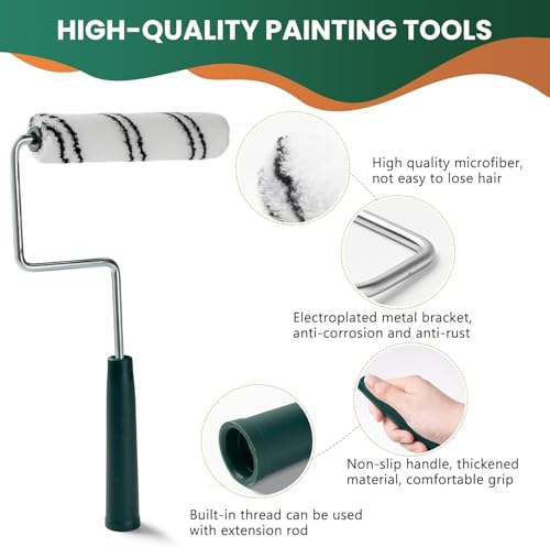 9 Pcs 6 Inch Microfiber Paint Roller Kit