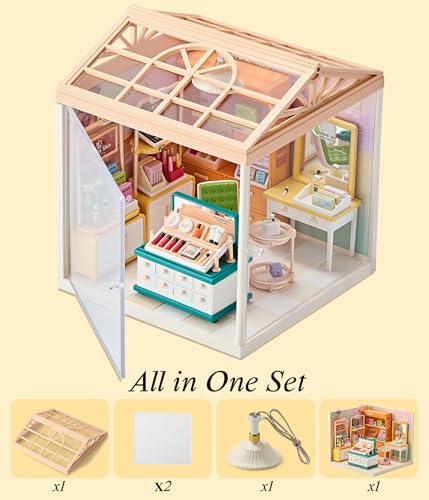 Makeup Store DIY Miniature House Kit with Roof & LED Light