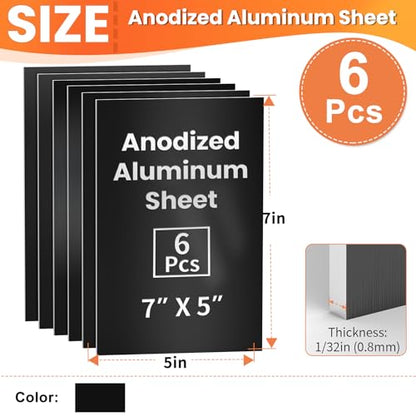 6 Pcs 7 x 5 inch Anodized Aluminum Sheet Set