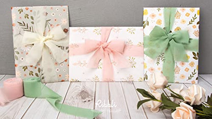 Chiffon Ribbon 1.5 inch x 30 Yard Handmade Silk Ribbon (90 Foot)